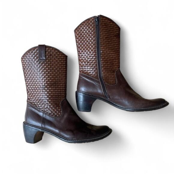 |Stuart Weitzman| Woven Leather Cowboy Boots Woman Size 10 - Picture 1 of 10